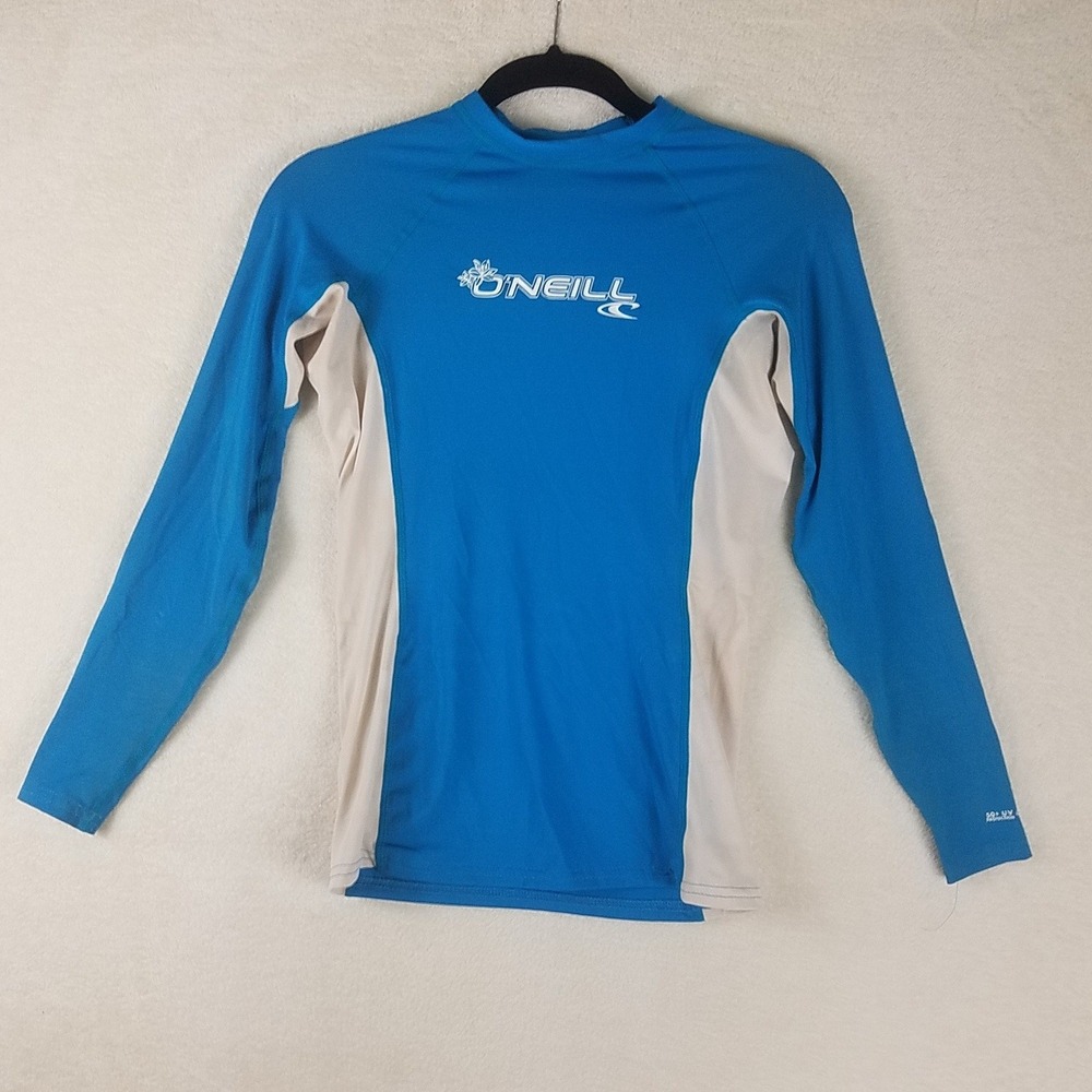 O'Neill‎ Kids Blue Long Sleeve Rash Guard Swim Shirt Small 50 UV Protection